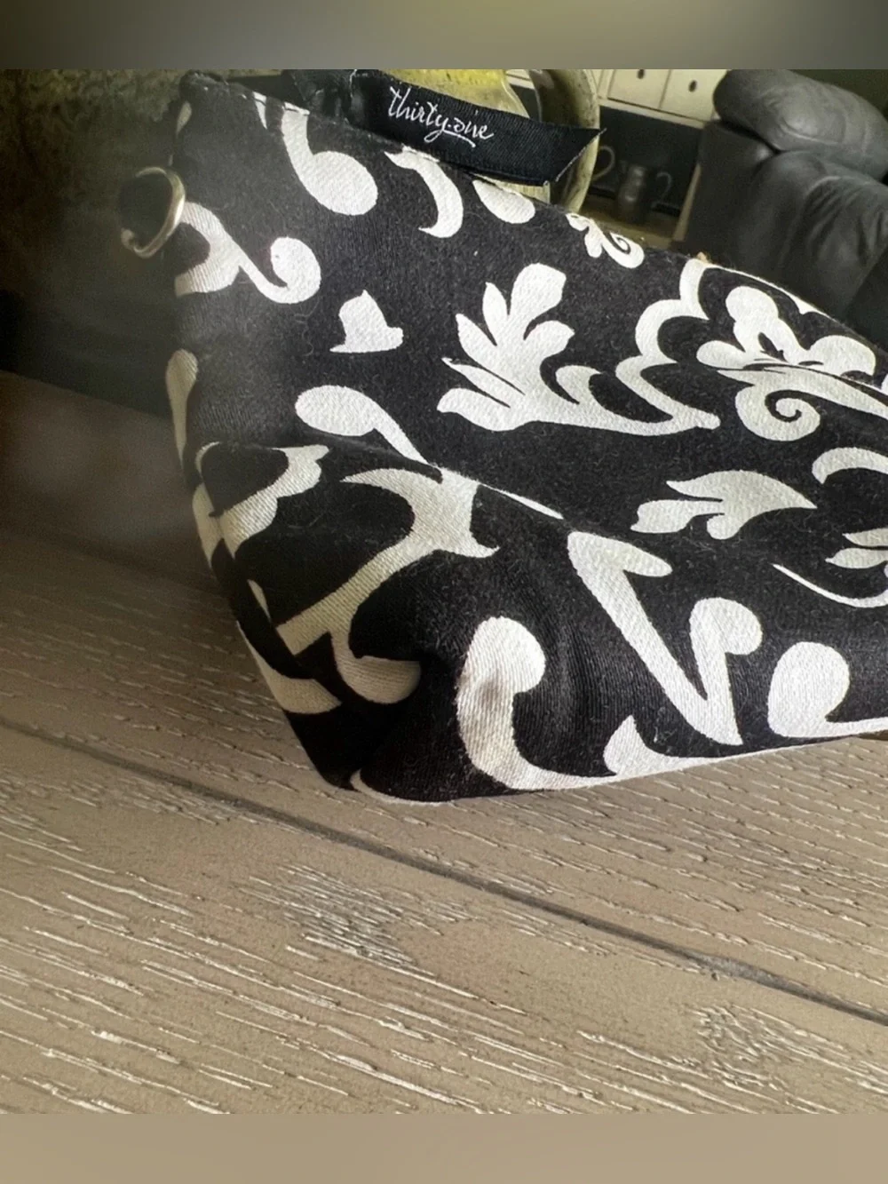 thirty-one Black and White Striped Lined Cosmetic Pouch